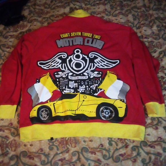 8732 Motor Club (Young Jeezy) Hip Hop Full Zip Track Jacket Coat Men's 2XL Red - Picture 9 of 13